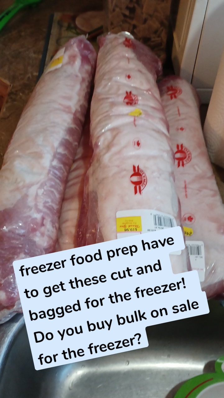 freezer food prep have to get these cut and bagged for the freezer! 
Do you buy bulk on sale for the freezer?
